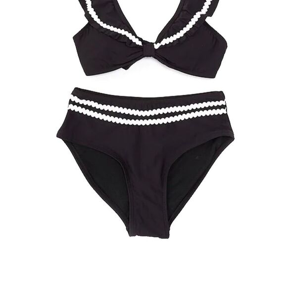 GB girls Youth Two Piece Swimsuit Rick Rack Flounce Bralette - Picture 2 of 7